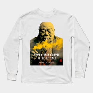 Puff Sumo: Never Attach Yourself to the Outcomes on a ight (Knocked Out) background Long Sleeve T-Shirt